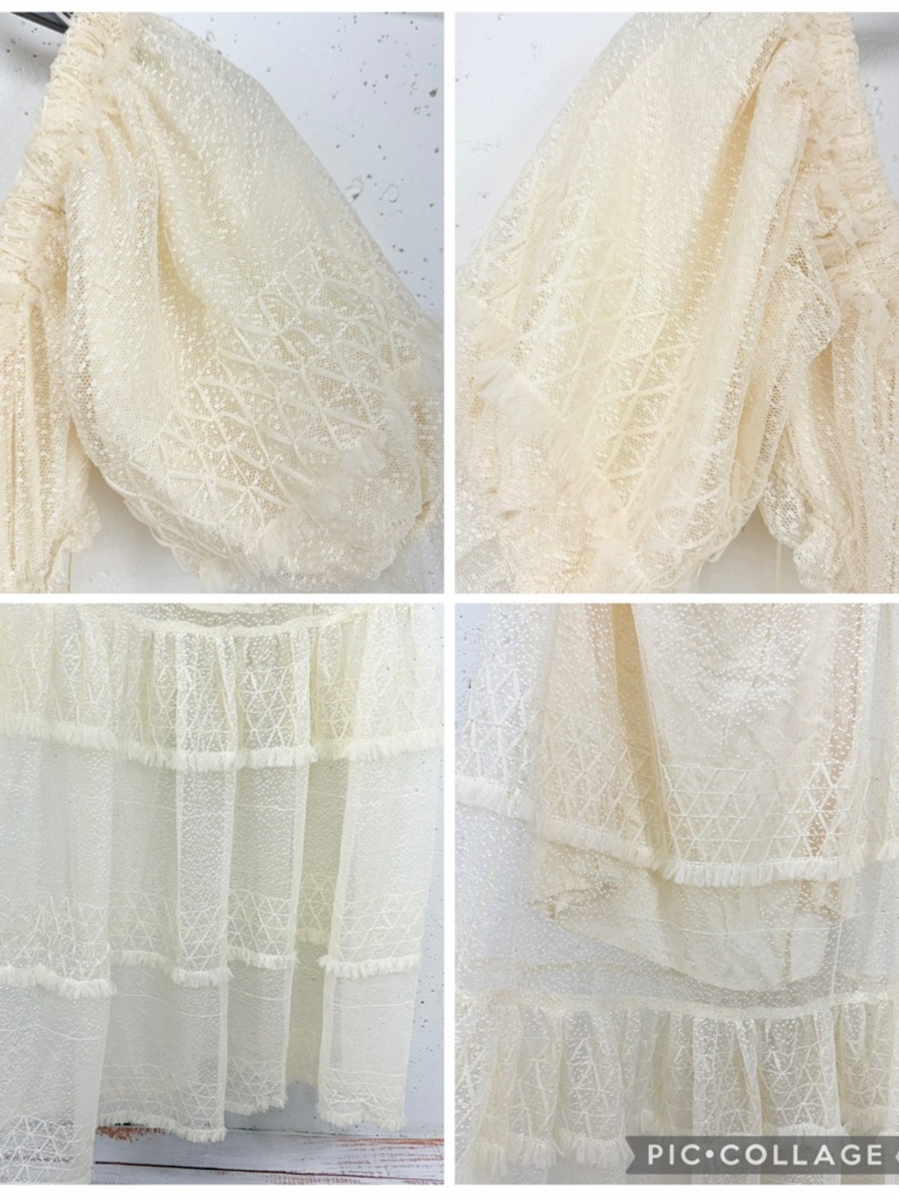 Skylar Rose Size Small Cream Lace off-shoulder Tiered Maxi Dress - Picture 2 of 16